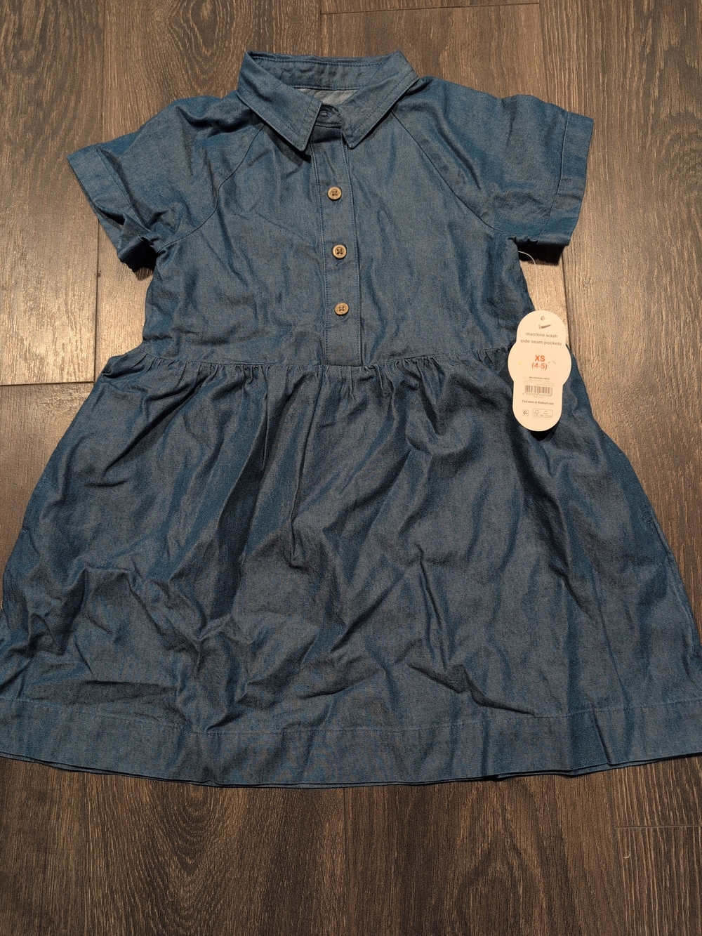 Wonder Nation Girls Cotton Fashion Shirt Dress With Pockets Size 4-5 NWT